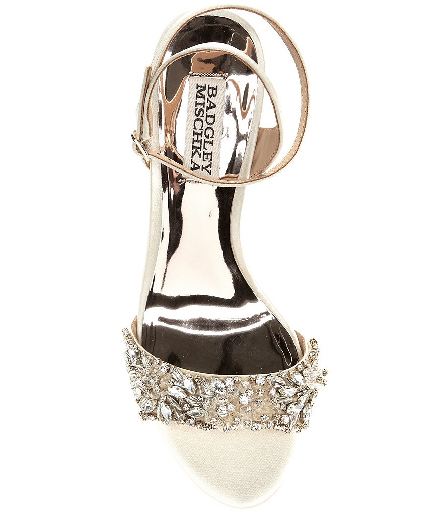 Badgley Mischka Richelle Satin Crystal Embellished Dress Sandals