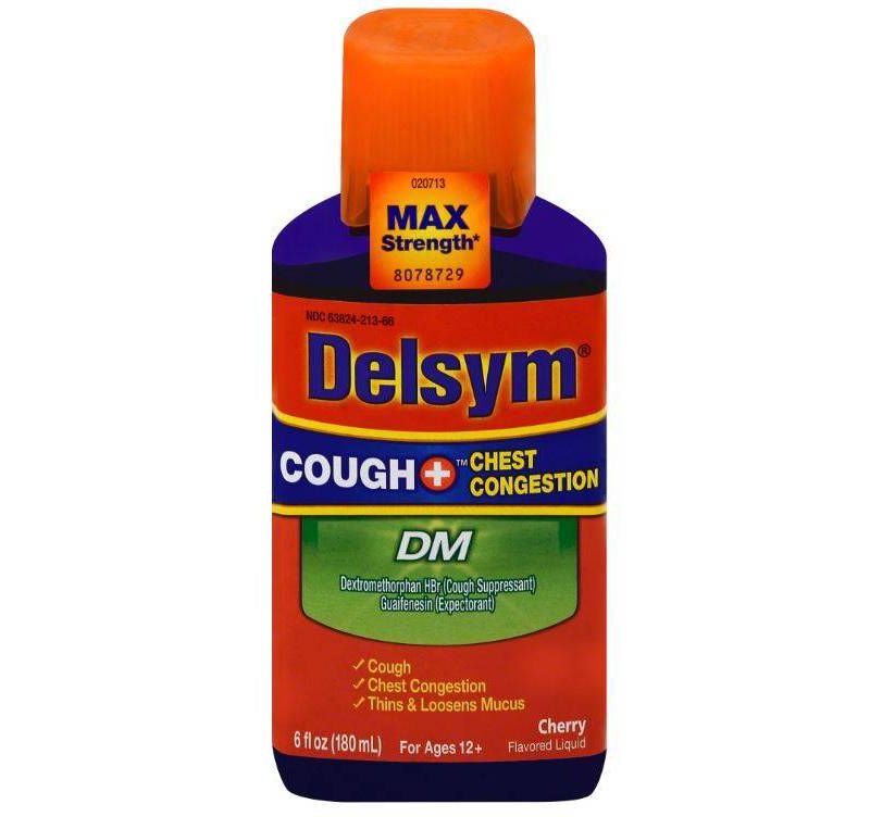 Delsym Cough Plus Chest Congestion DM Relief Liquid - Dextromethorphan - Cherry - 6 fl oz