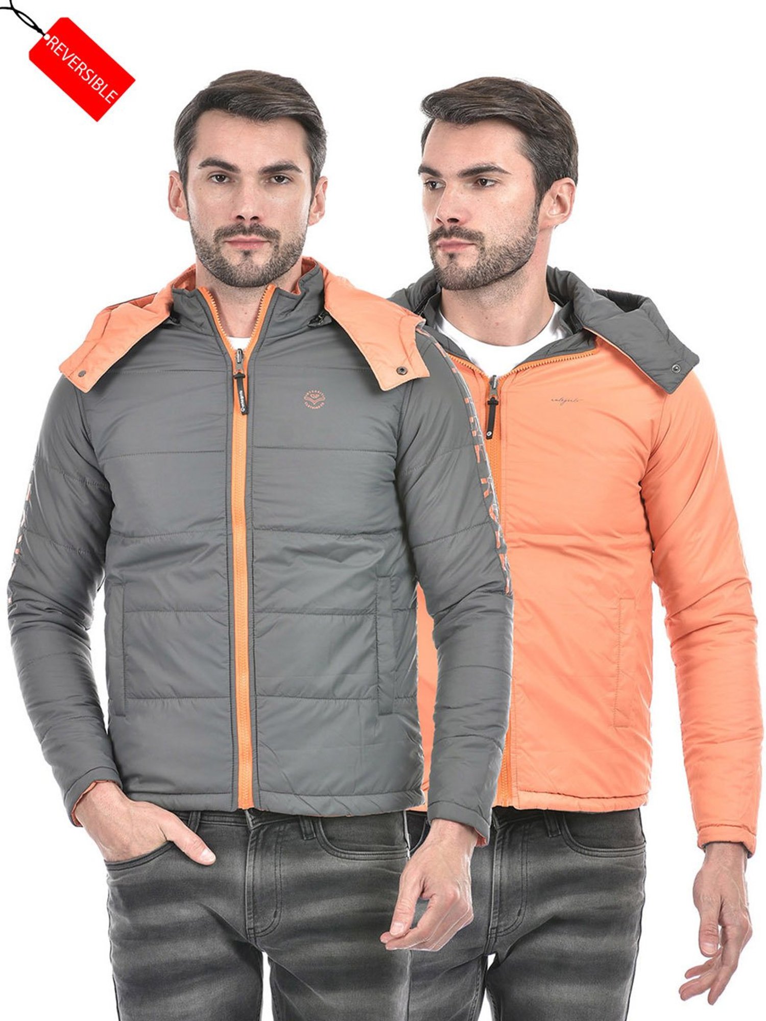 Integriti Grey & Neon Orange Regular Fit Reversible Jacket
