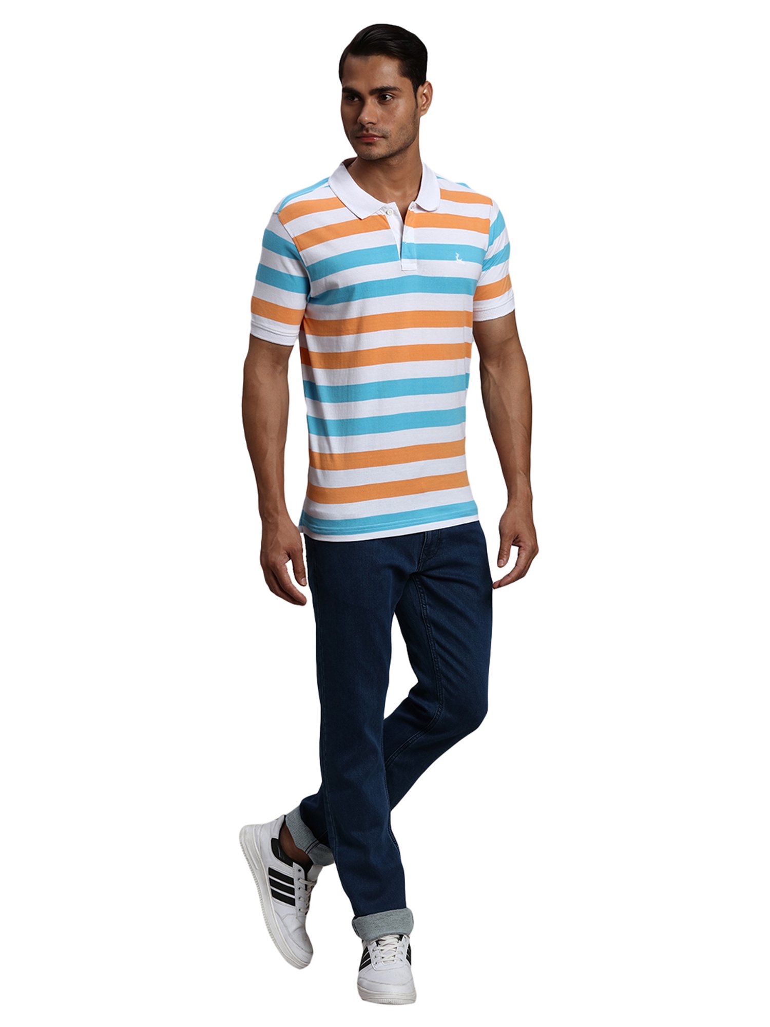 Parx Multicolor Regular Fit Striped Polo T-Shirt