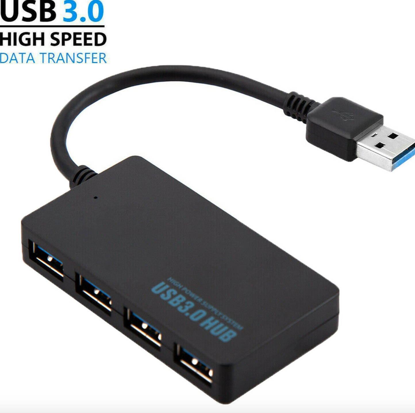 4-Port USB 3.0 Hub 5Gbps Portable Compact For PC Mac Laptop Notebook Desktop
