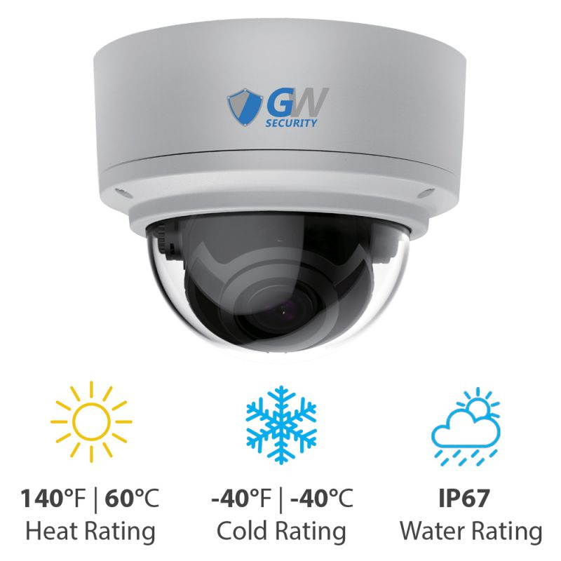 GW Security 4K IP PoE 4X Optical Zoom Outdoor Indoor Starlight Color Night Vision 8MP Dome cameras, 2.7-13.5mm Motorized Zoom Lens, 120FT Night Vision