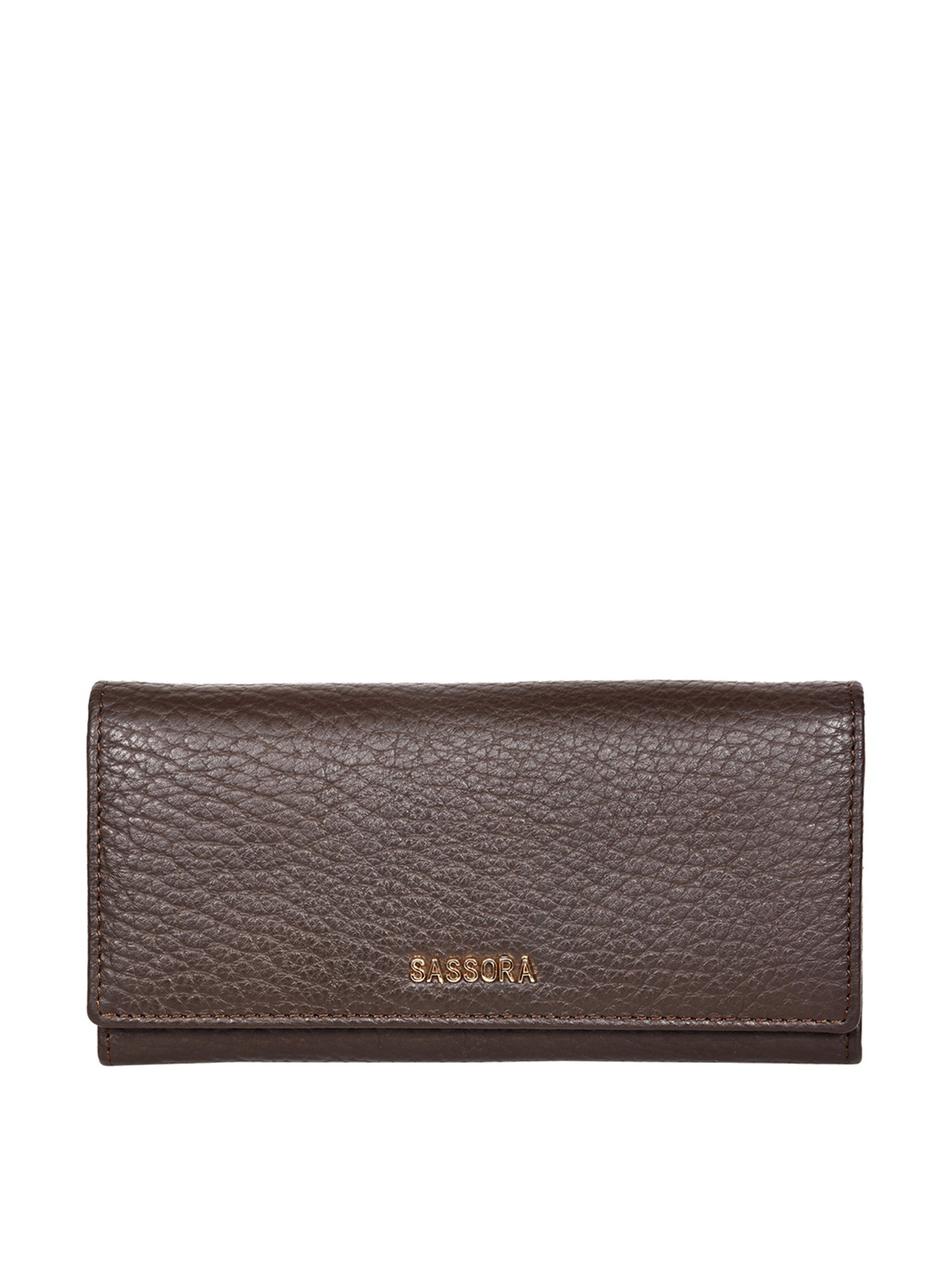 SASSORA Brown Textured Rfid Wallet for Women