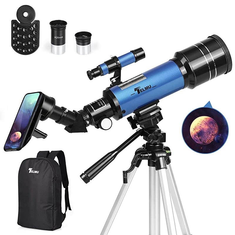 Telescope 70mm Aperture 400mm AZ Mount Astronomical Refracting Telescope Adjustable177In354In Portable Travel Telescopes with Backpack Phone Adapter