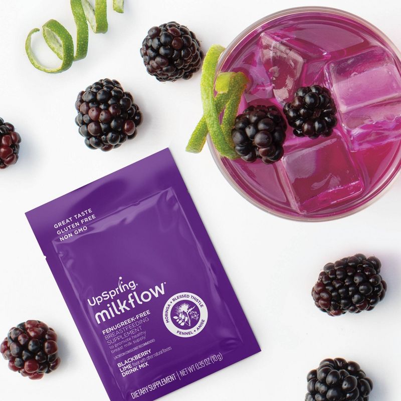 UpSpring Milkflow Fenugreek Free Blackberry Breastfeeding Supplement Drink Mix - 16ct