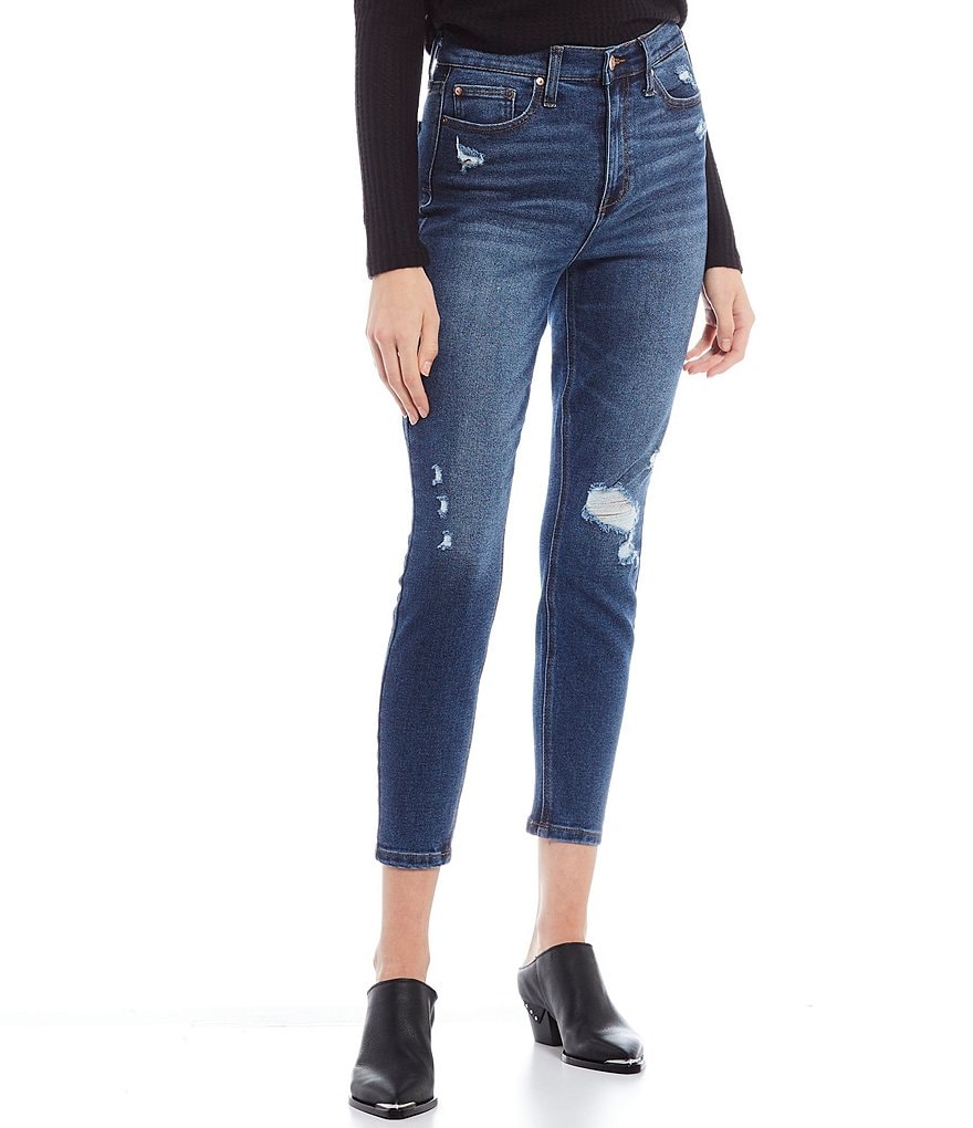 Celebrity Pink Destructed High Rise Vintage Denim Ankle Skinny Jeans