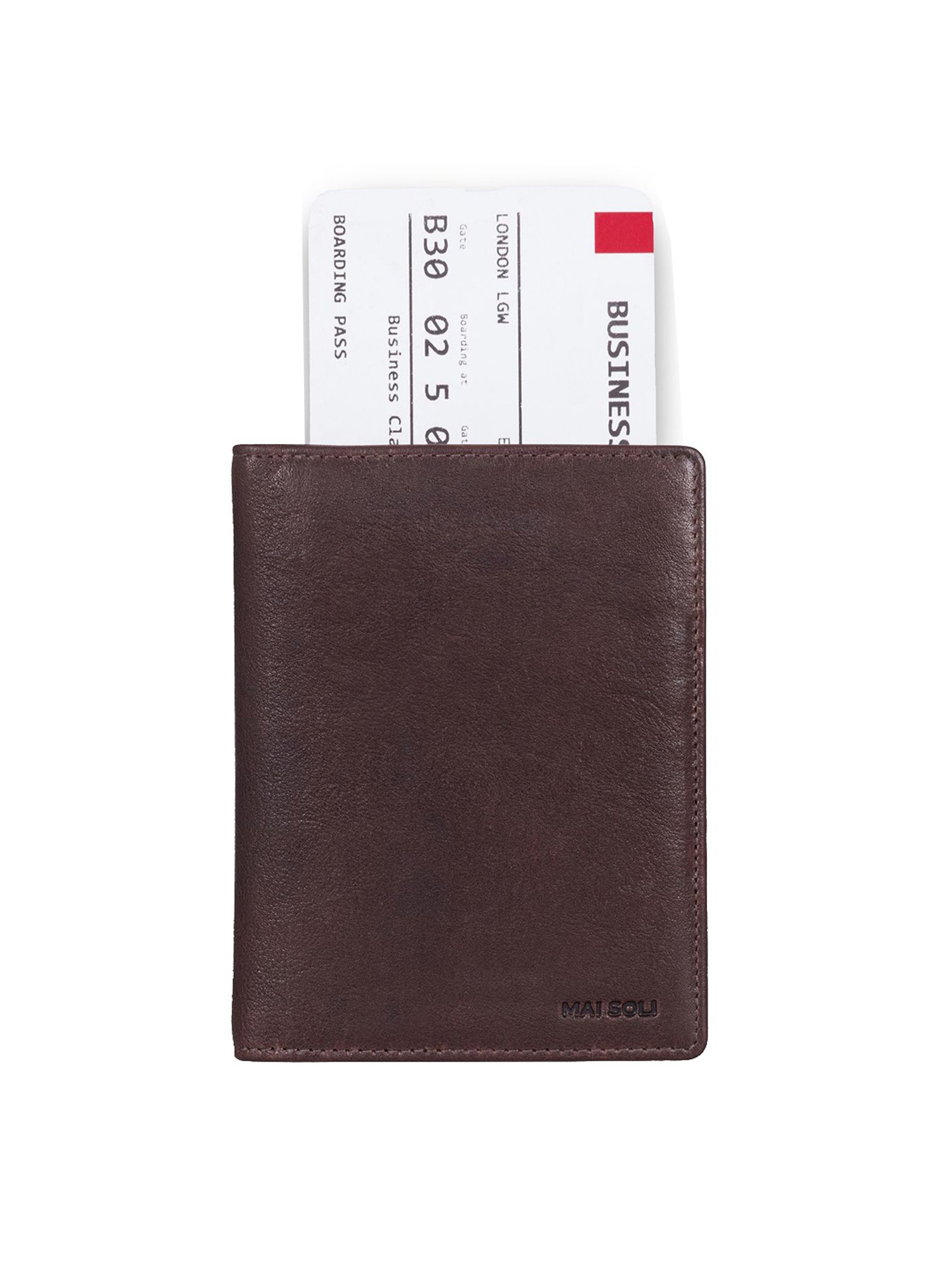 Mai Soli Explorer Chestnut Brown Formal Leather Passport Wallet for Unisex
