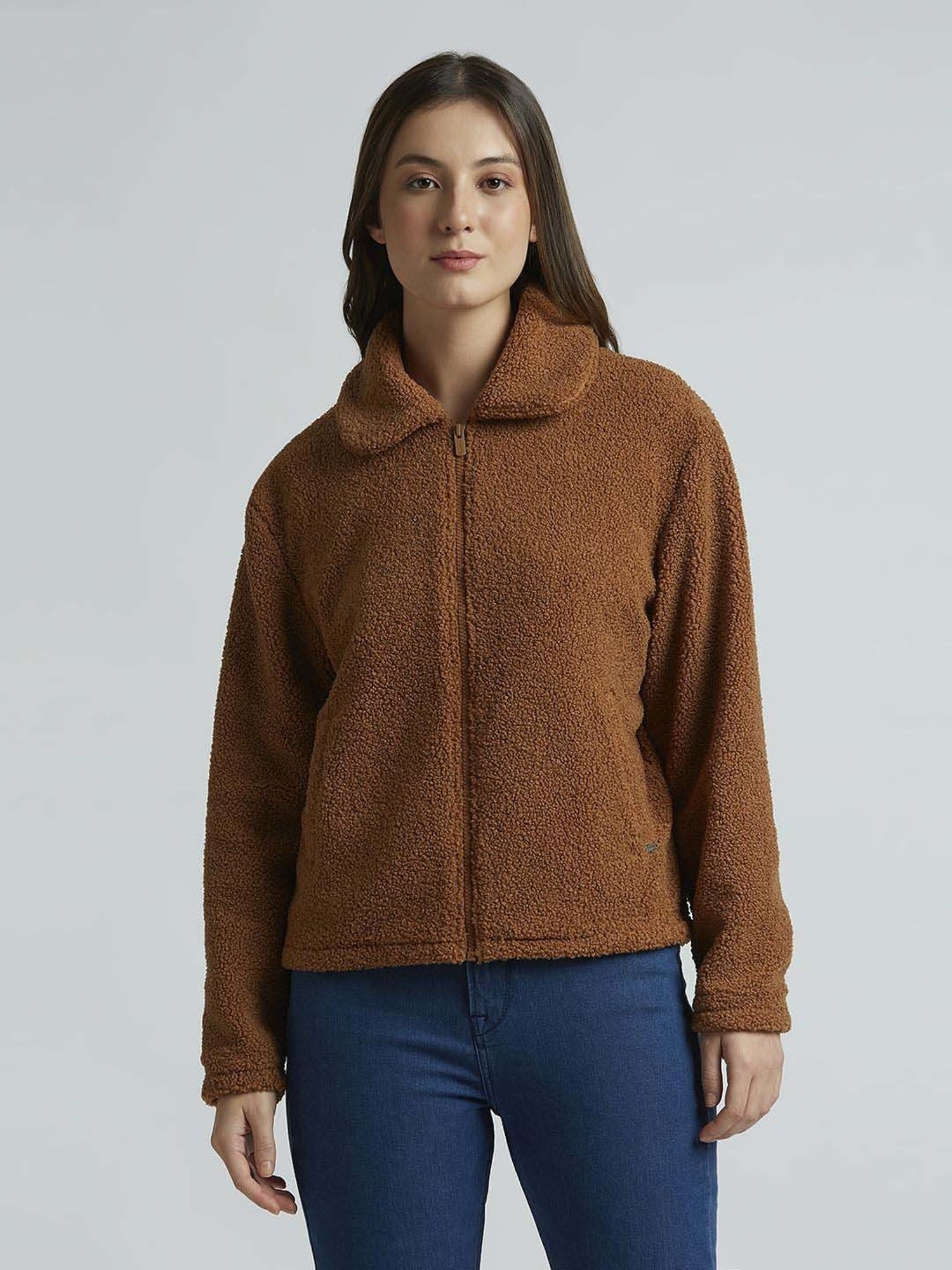 Pepe Jeans Brown Self Pattern Jacket