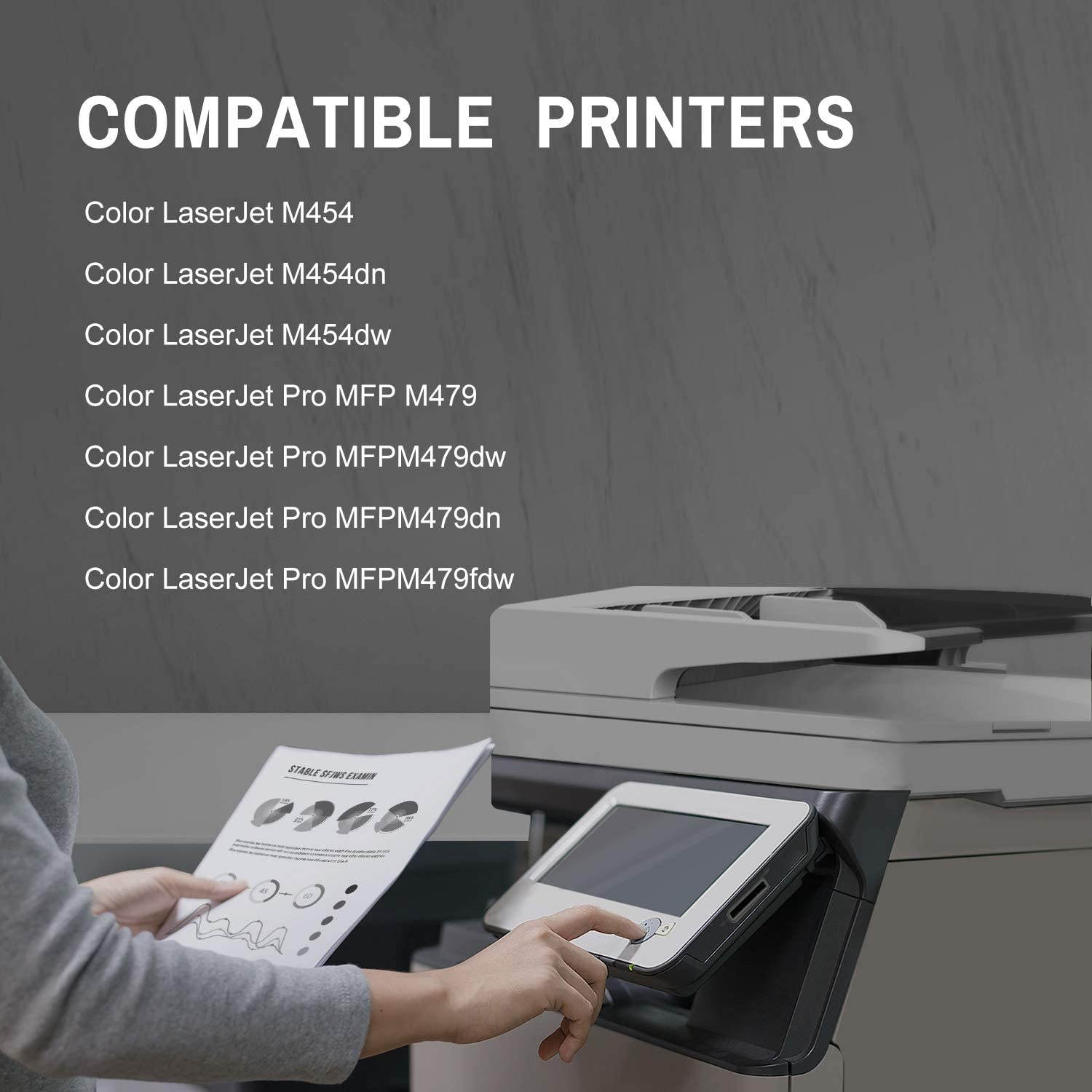 SAILNER NO CHIP Compatible Toner Cartridge Replacement for HP 414A W2020A use with Color Laserjet Pro MFP M454dw M479fdn M479fdw M454dn M479dw (Black, 1 Pack)