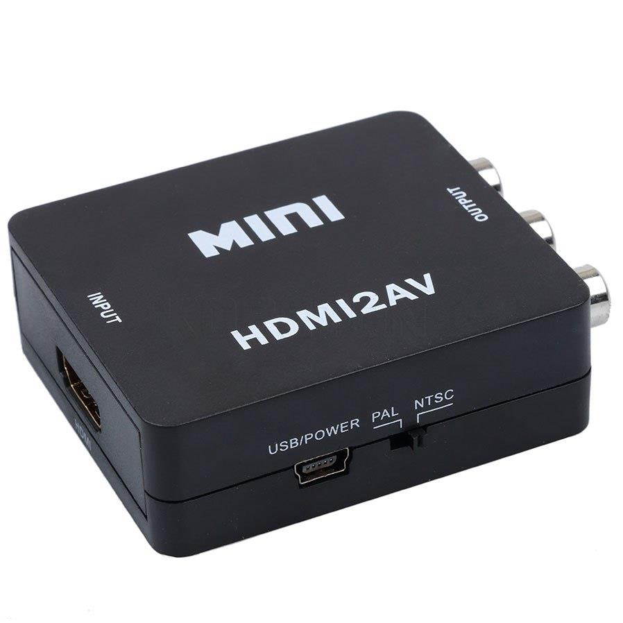 Multifunction Mini HD 1080P HDIM to RCA/AV/CVSB L/R Video Converter Box Adapter Support  NTSC PAL Output HDMI2AV