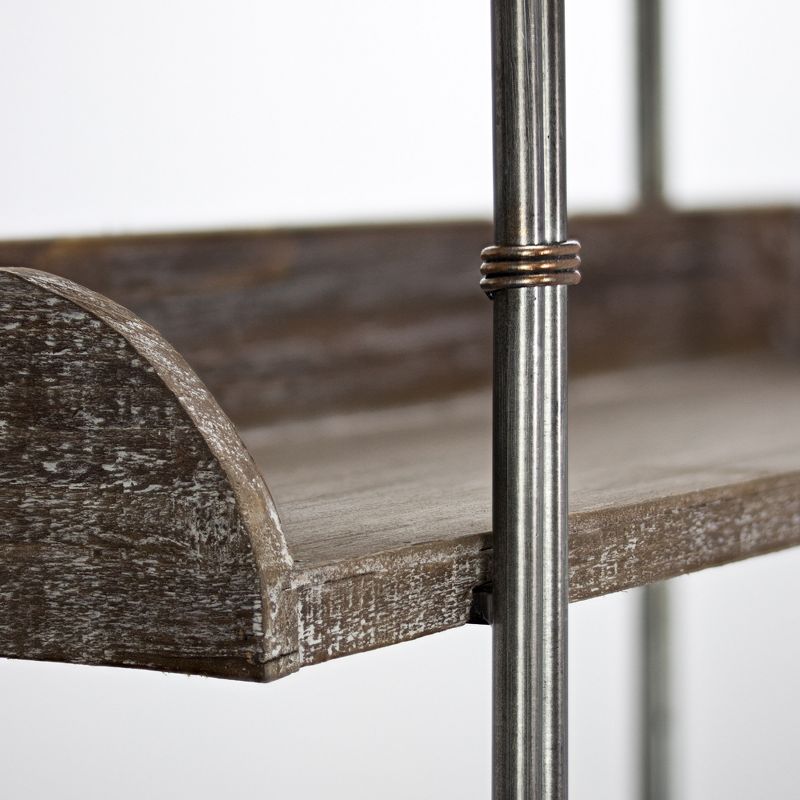 24" x 23.7" Decorative Wood And Metal Wall Shelf Gray - E2 Concepts