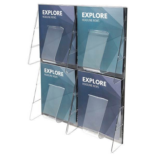 DEFLECTO 56001GR Magazine Holder,4 Compartments,Clear