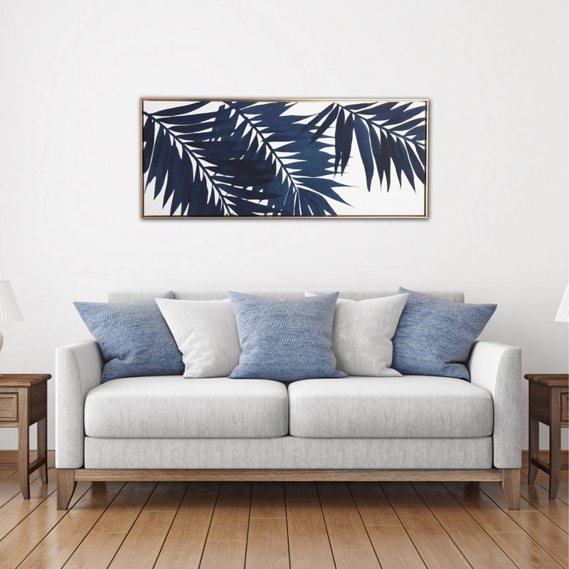 19" x 45" Palms Floating Framed Wall Canvas Blue - Gallery 57