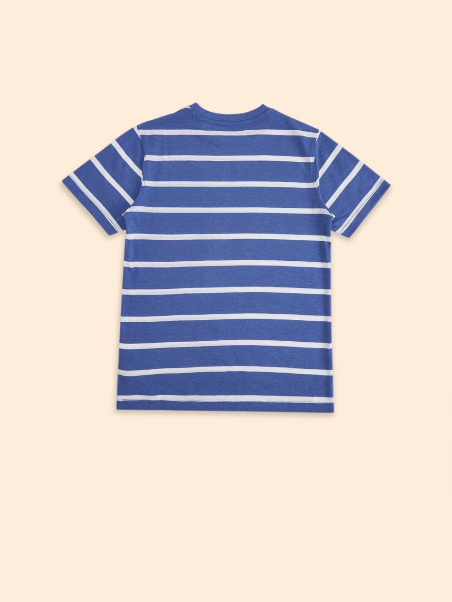 Pantaloons Junior Boys Royal Blue Cotton Striped T-Shirt