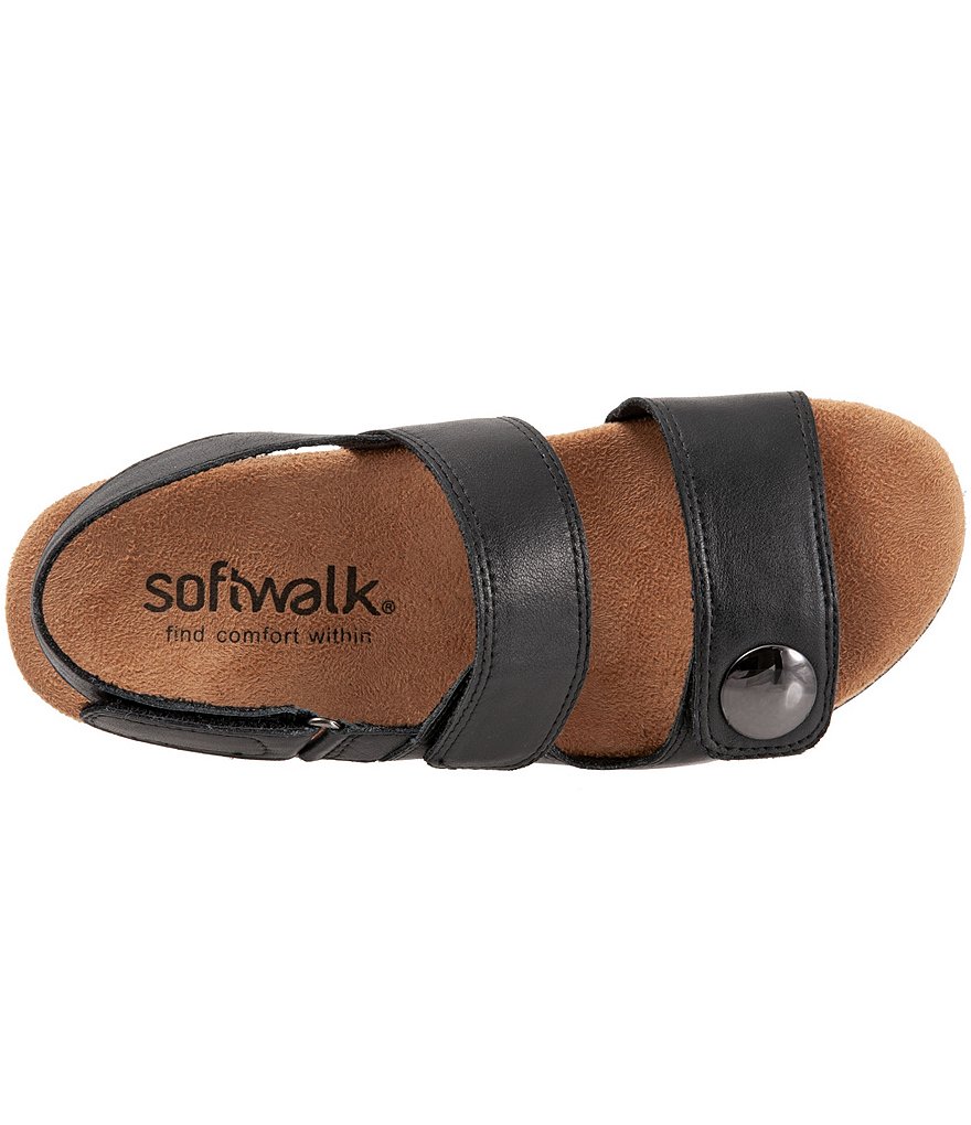 Softwalk Beatrice Adjustable Leather Wedge Sandals