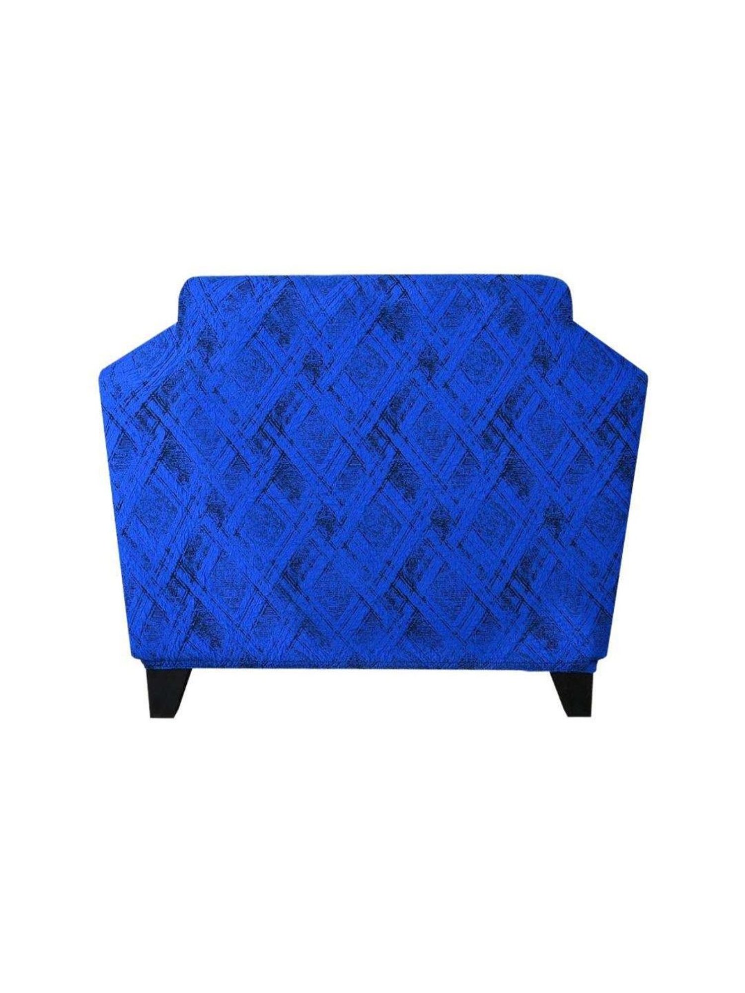 @home BLUE JACQUARD Cotton Fitted 1 Seater Sofa Cover