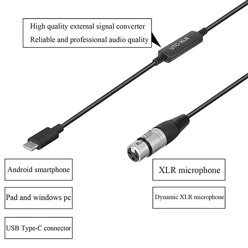 197 Foot6M XLR to TypeC Cable  UTCXLR XLR Female Microphone Connector to USB TypeC Audio Cable Smartphone Adapter Compatible with Huawei Sumsung Xiaomi TypeC Devices Smartphone