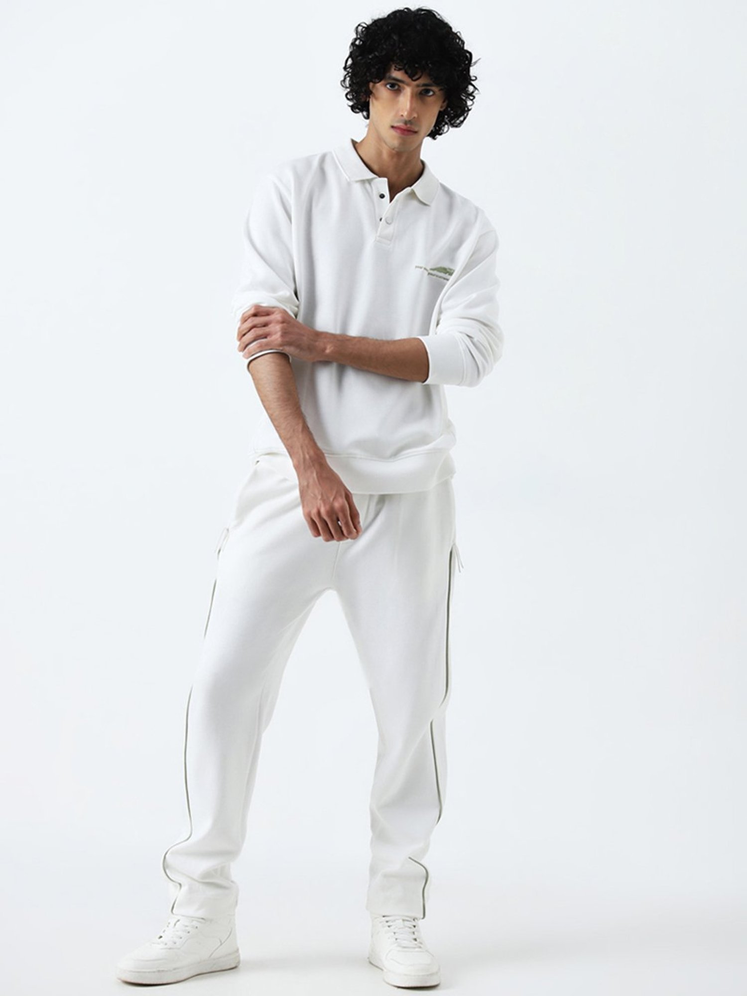 Studiofit by Westside White Relaxed-Fit Cotton Blend Track Pants
