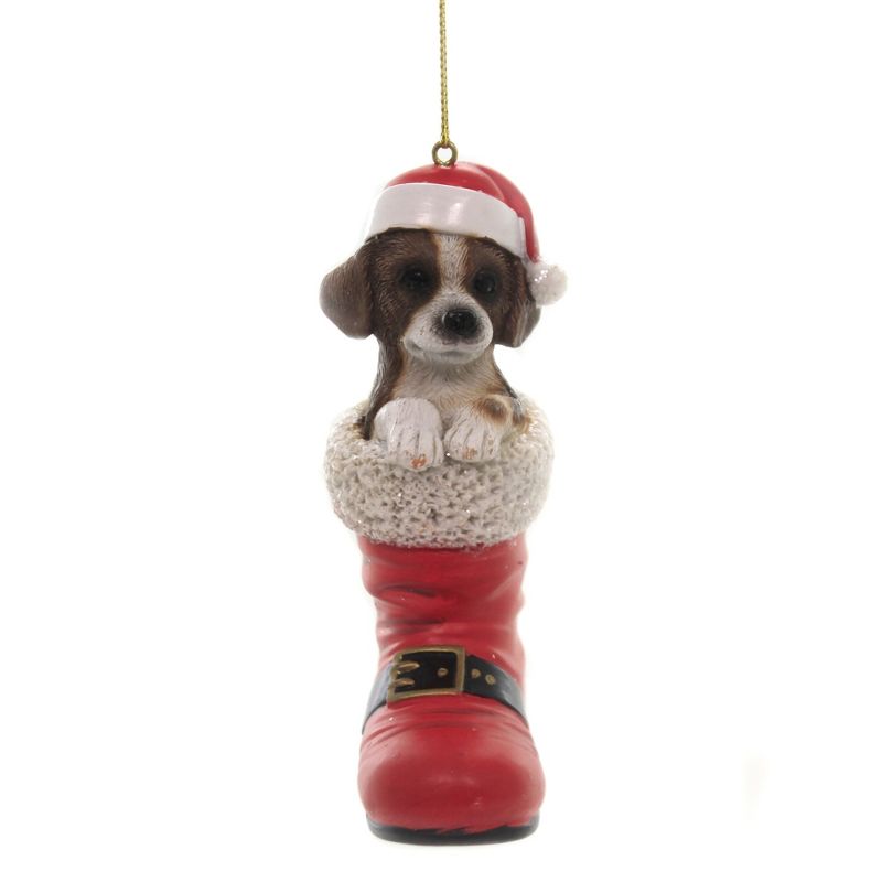 Holiday Ornaments 4.75" Mixed Breed In Santa Boot Pet Parade  -  Tree Ornaments