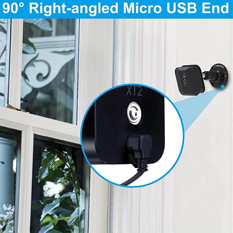 30 FT Blink XT XT2 Charger Cable with Wall Adapter (2 Pack),Charger Brick and 90 Degree Right Angled Micro USB End Charging Cord,Outdoor Waterproof Power Supply for Blink XT/Blink XT2 Camera