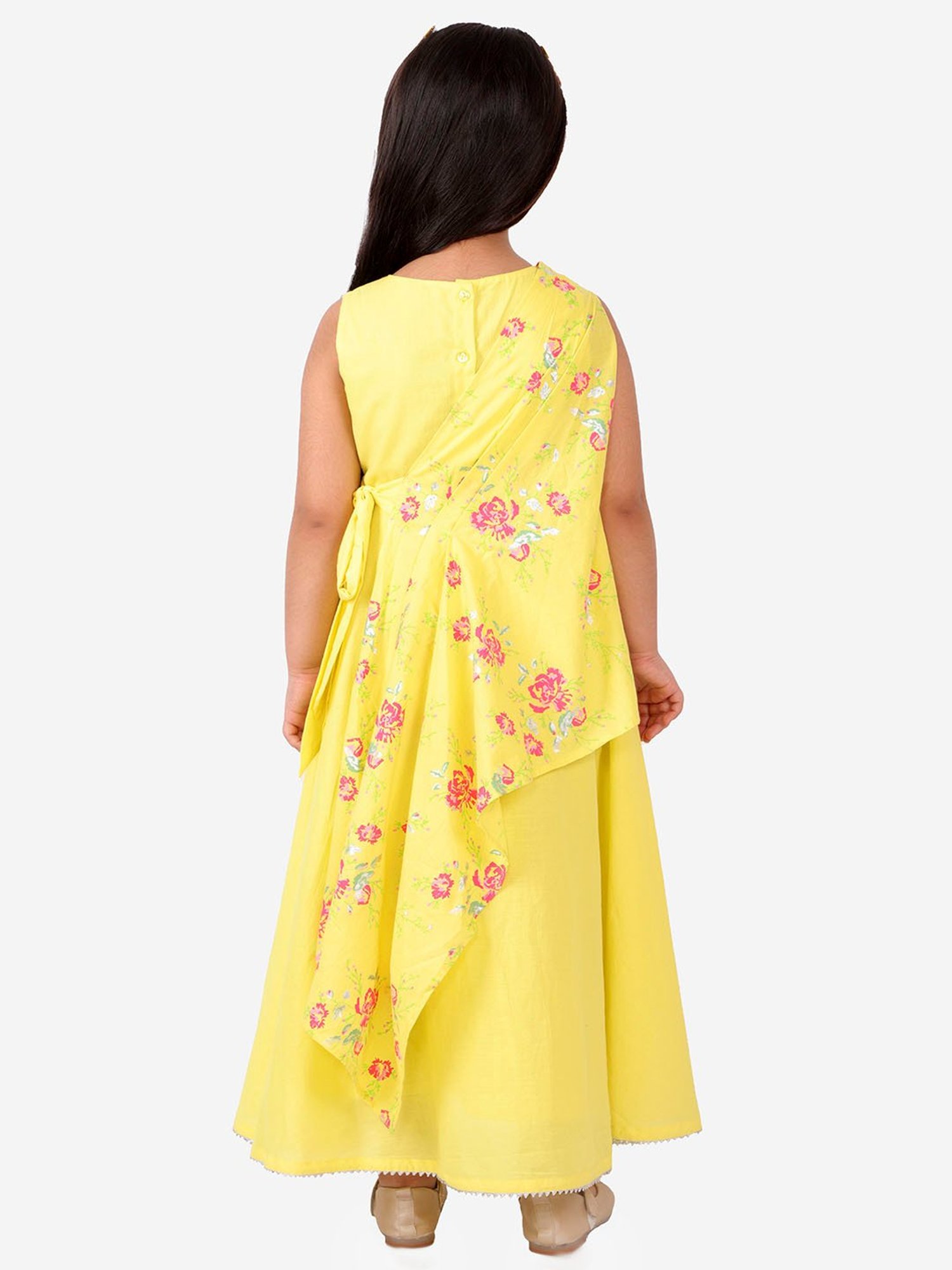 Lil Drama Kids Yellow Floral Print Dress