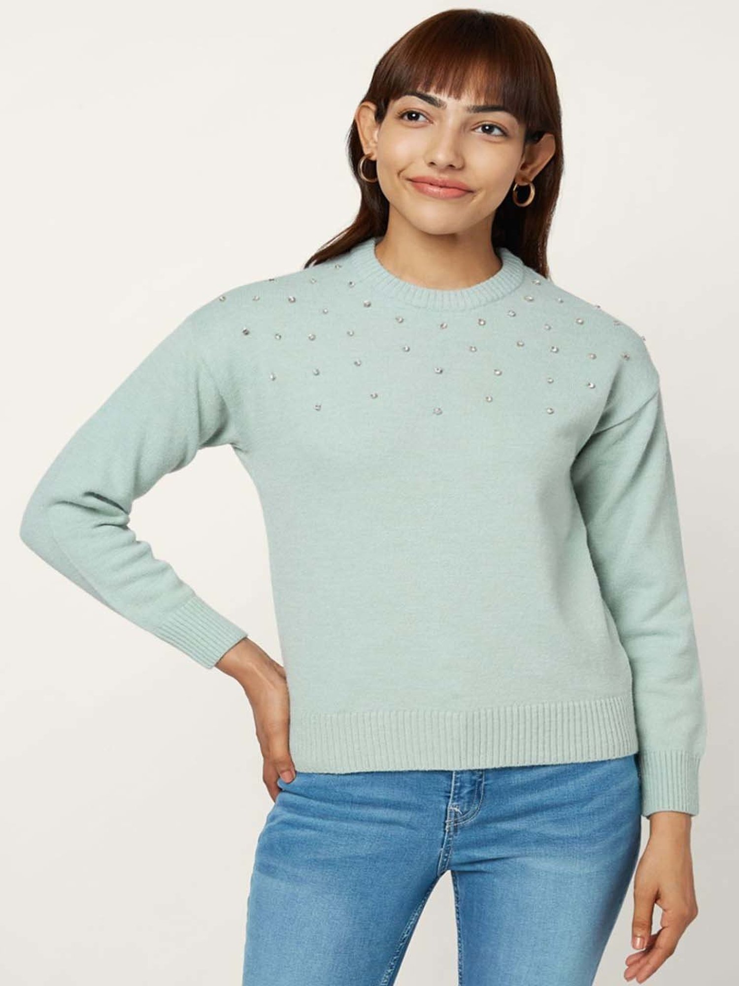 Honey by Pantaloons Green Embellished Sweater