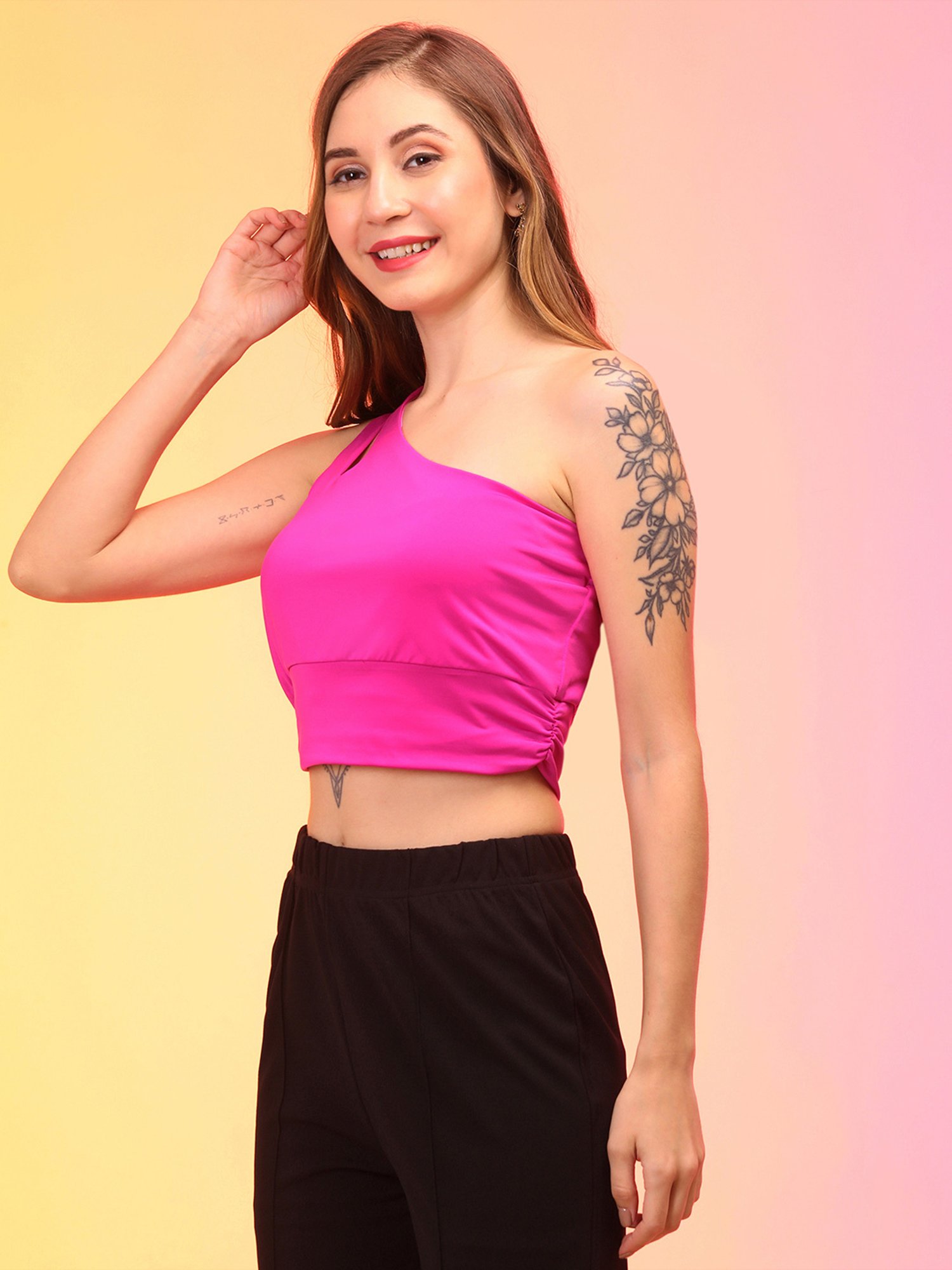 Globus Pink Slim Fit Crop Top