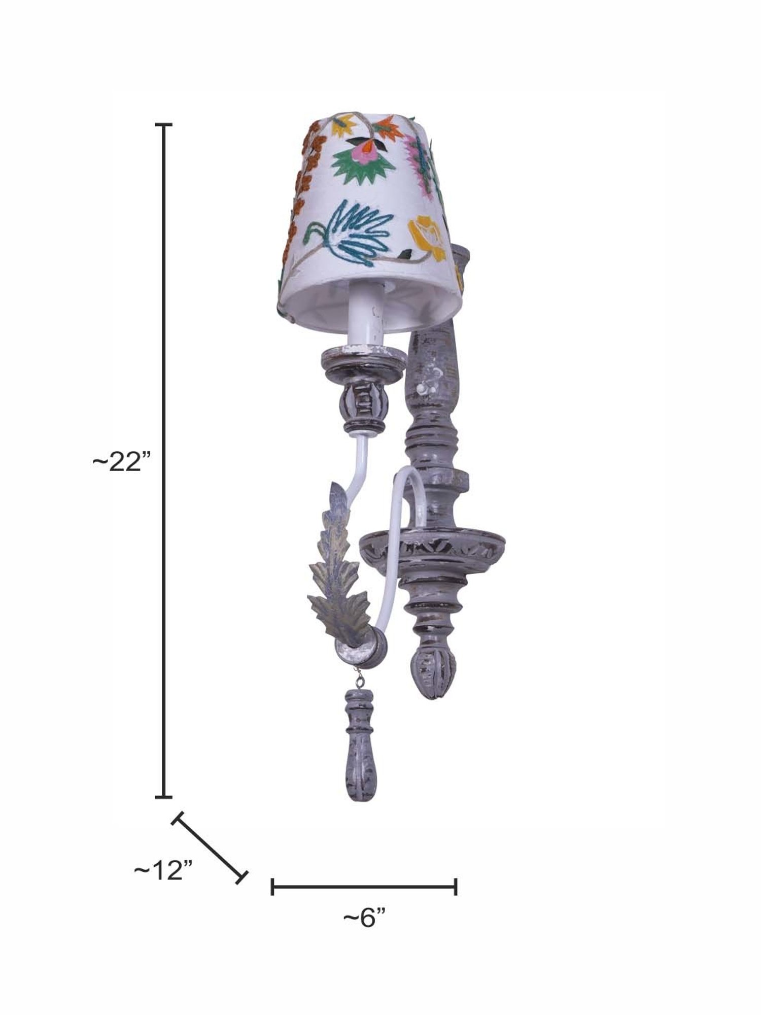 FOS LIGHTING Parisian Distressed White Wood Wall Sonce