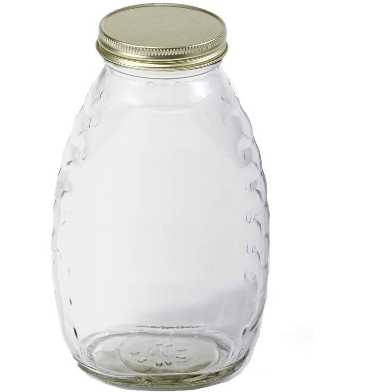 Little Giant 16 Ounce Traditional Skep Design Beekeeping Glass Honey Storage Jar with Airtight Lid and Room for Labels, 36-Pack