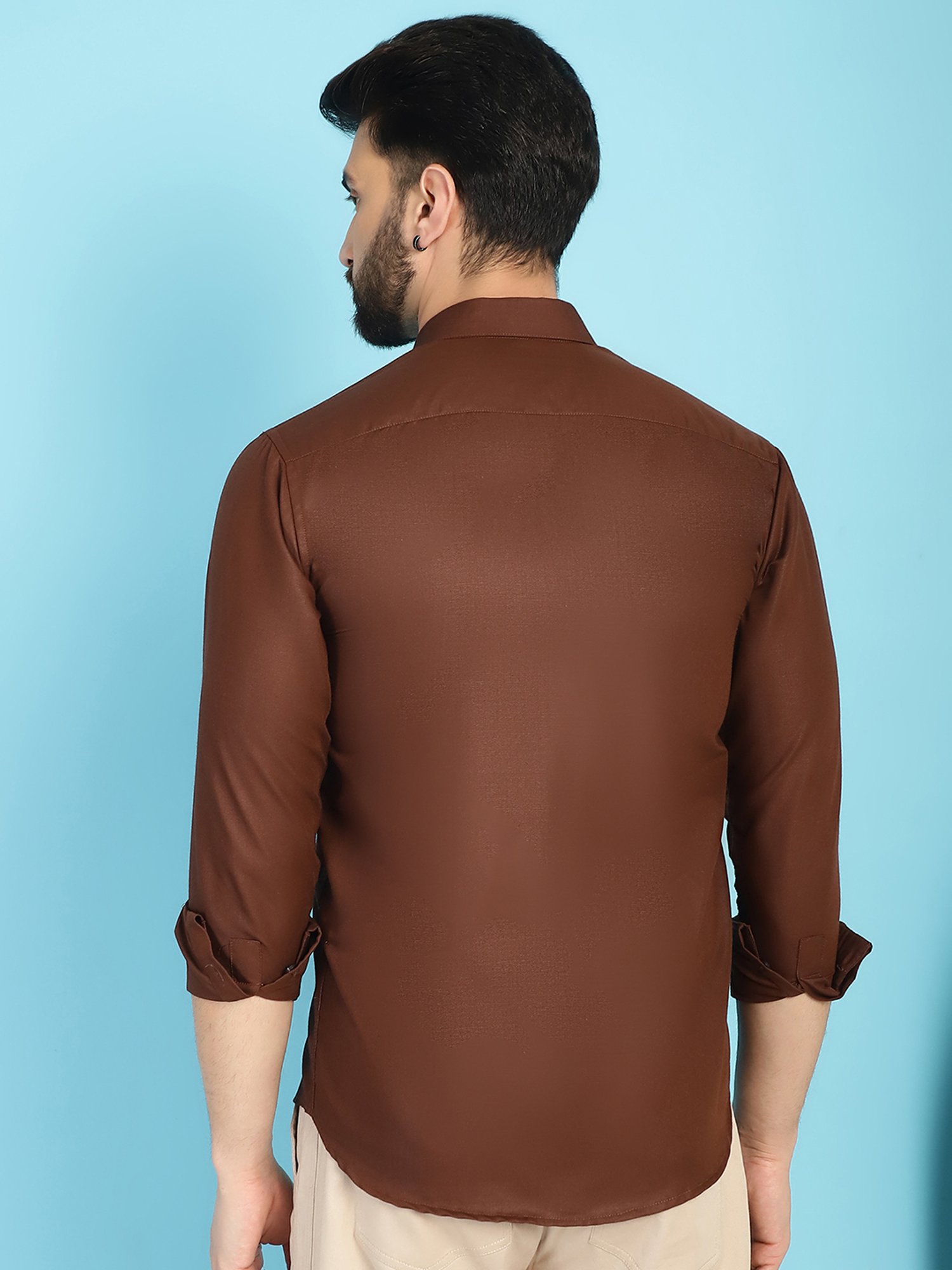 Indian Needle Coffee Brown Regular Fit Shirt