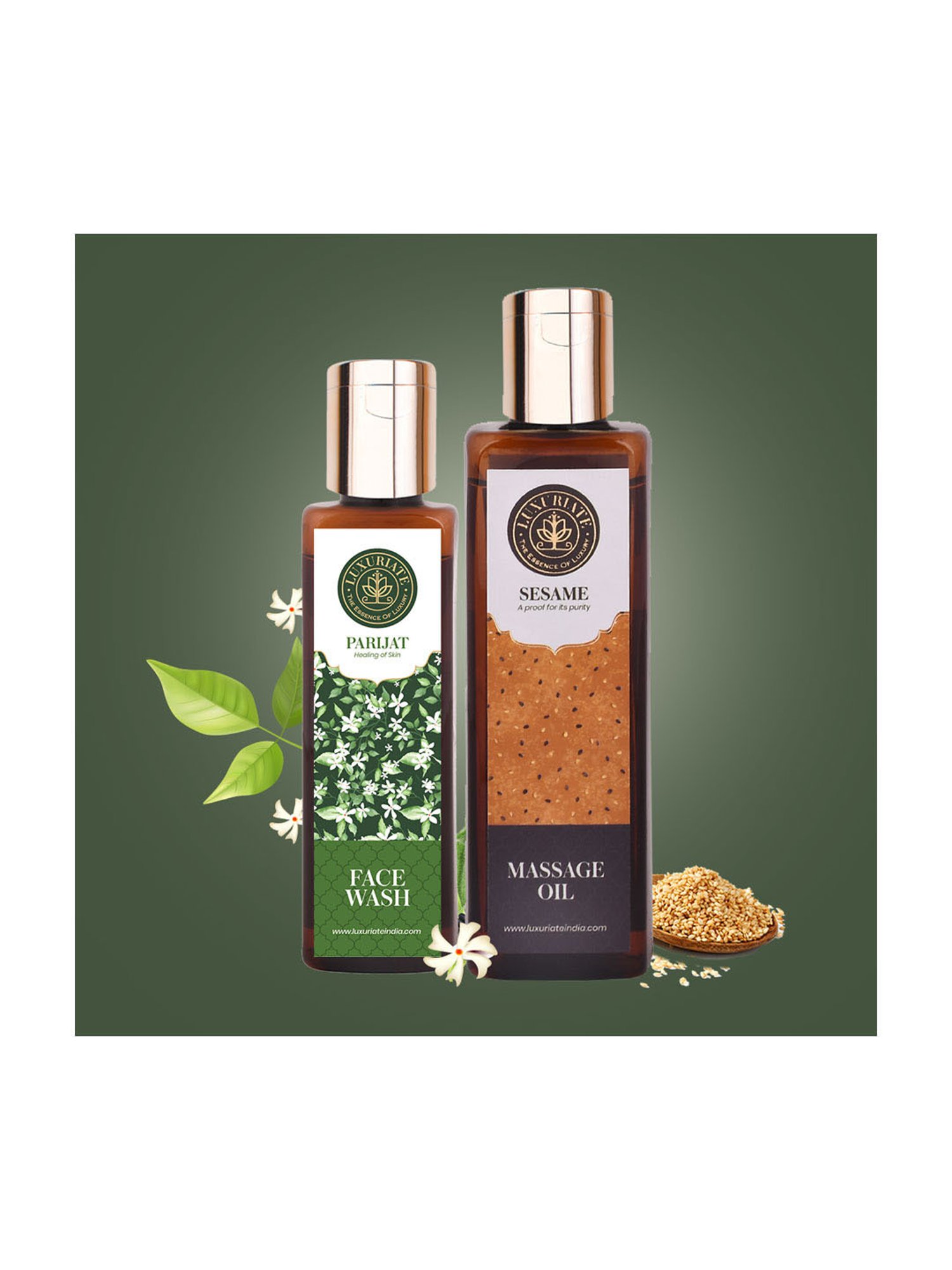 Luxuriate Sesame Massage Oil and Parijat Face Wash Cleanser Combo