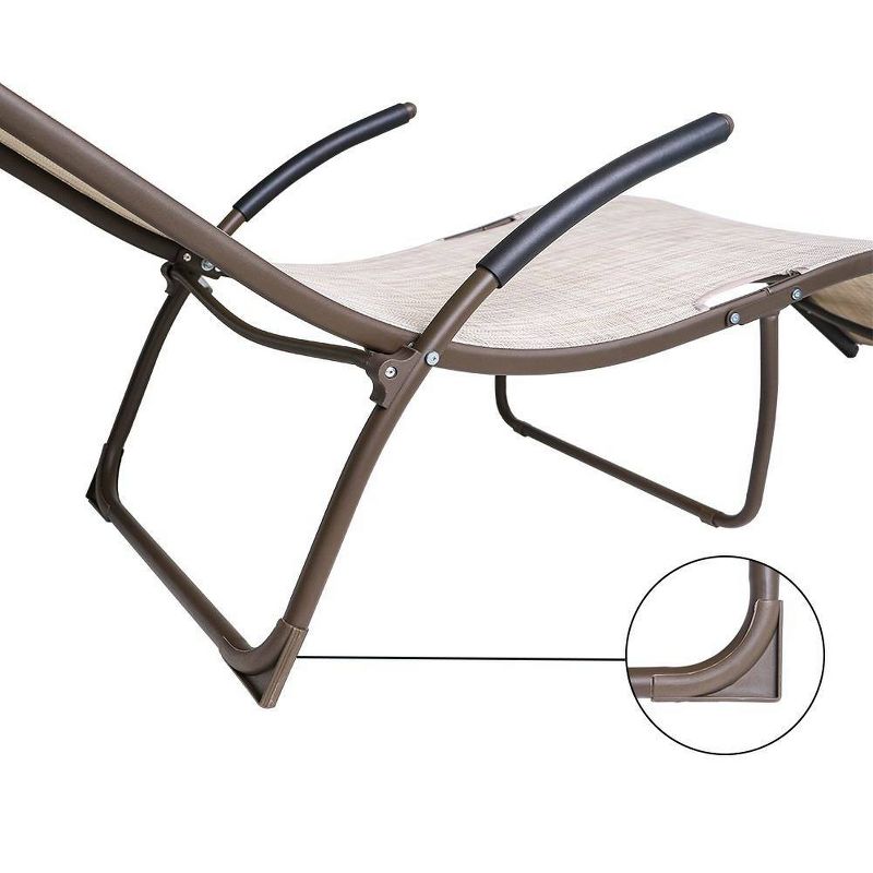 2pc Outdoor Portable Reclining Chaise Lounge Chairs - Beige - Crestlive Products