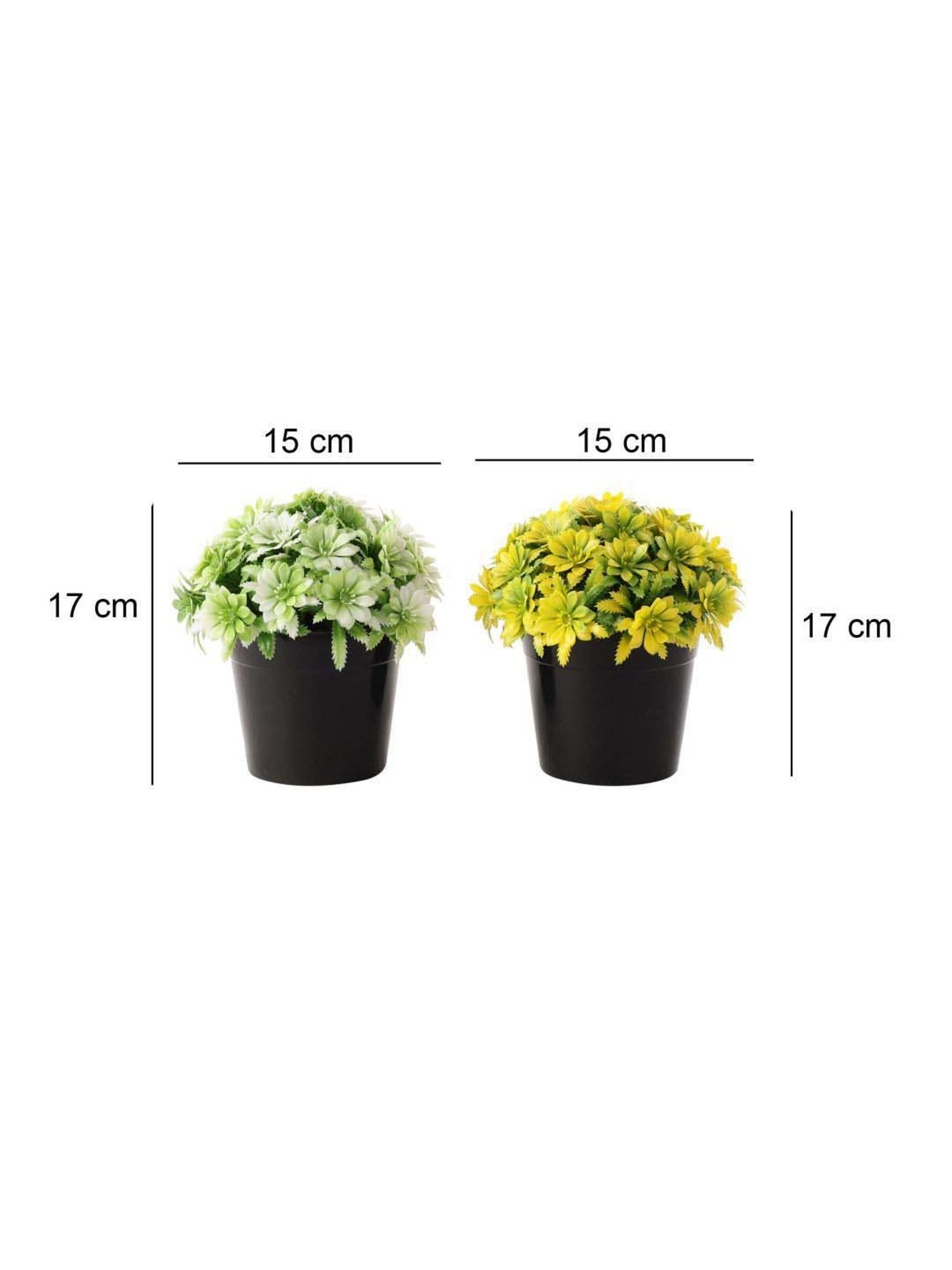 Foliyaj Multicolor Plastic Artificial Plants With Gerba Flowers - Set of 2