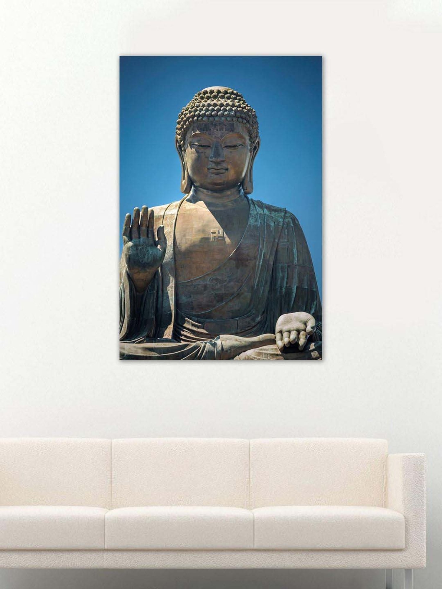 999store Blue & Grey Buddha Of Po Lin Monastery Canvas Painting