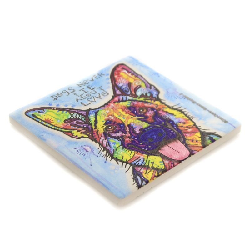 Animal 4.0" German Shepherd 2 Cork Back Coaster Easel Sjt Enterprises  -  Coasters