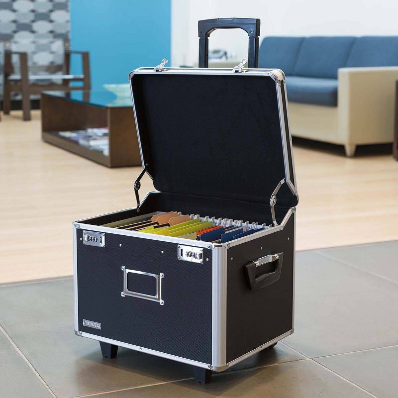 Vaultz Locking Mobile Wheelie Chest, Letter/Legal - Black