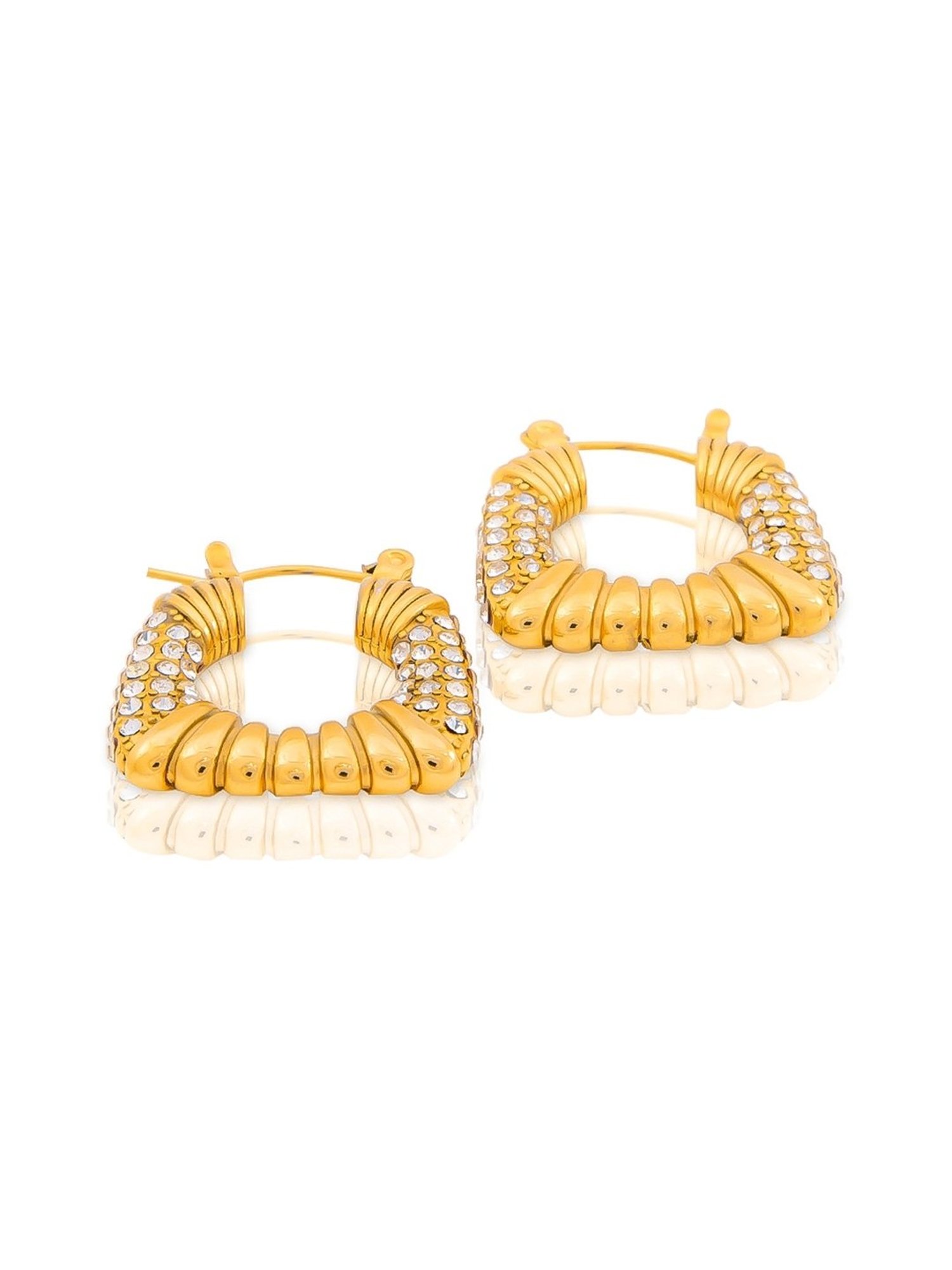 Perfectly Average Diamond CZ Studded Textured Hoops for Women & Girls