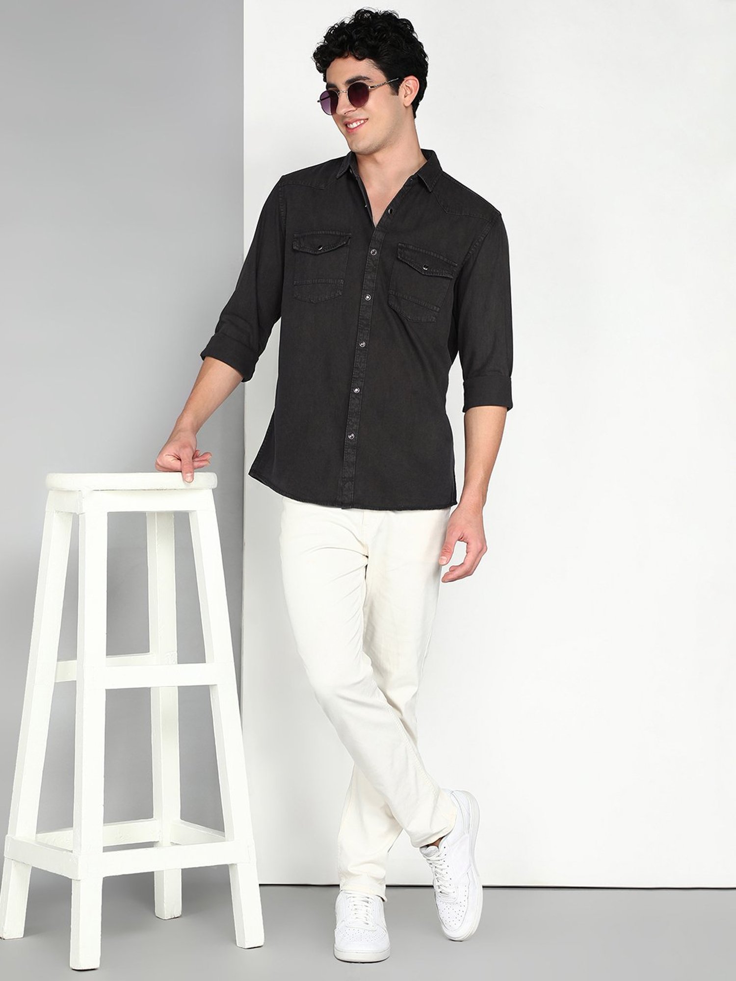 Kuons Avenue Slate Grey Slim Fit Shirt