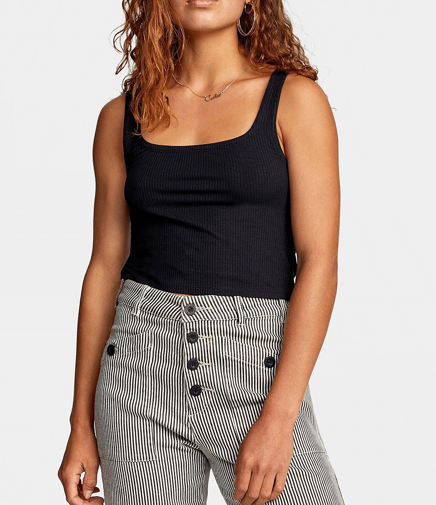 RVCA Concourse Sleeveless Cropped Rib-Knit Tank Top