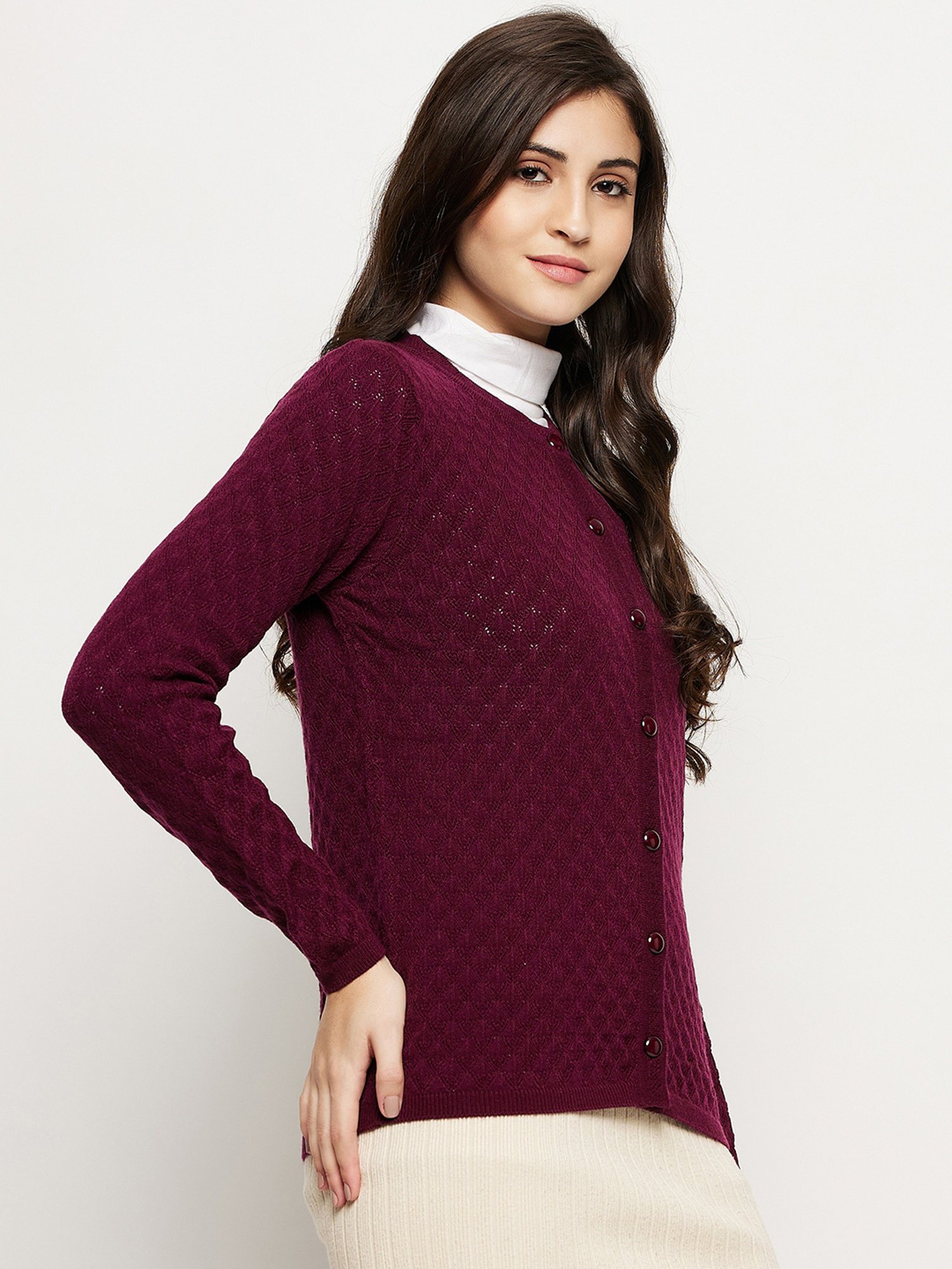MADAME Wine Regular Fit Cardigan