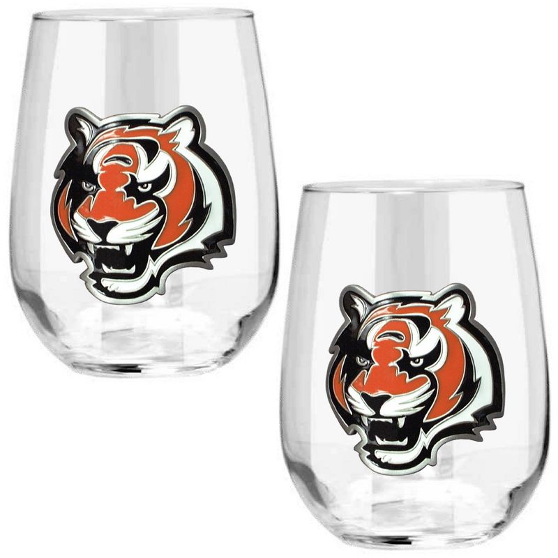 NFL Cincinnati Bengals 15oz Stemless Wine Glass Set - 2pc