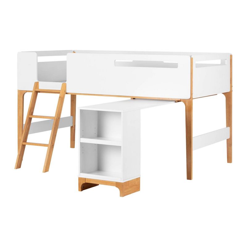Bebble Loft Bed with Desk White/Natural - South Shore