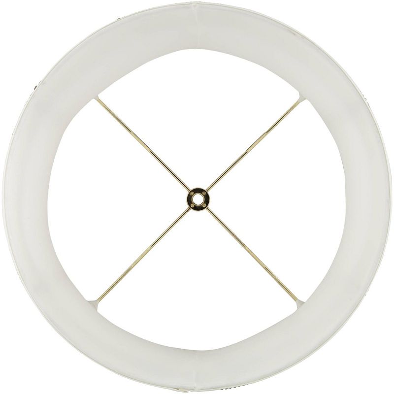 Springcrest Geneva White Beaded Trim Medium Drum Lamp Shade 13" Top x 14" Bottom x 10" High (Spider) Replacement with Harp and Finial