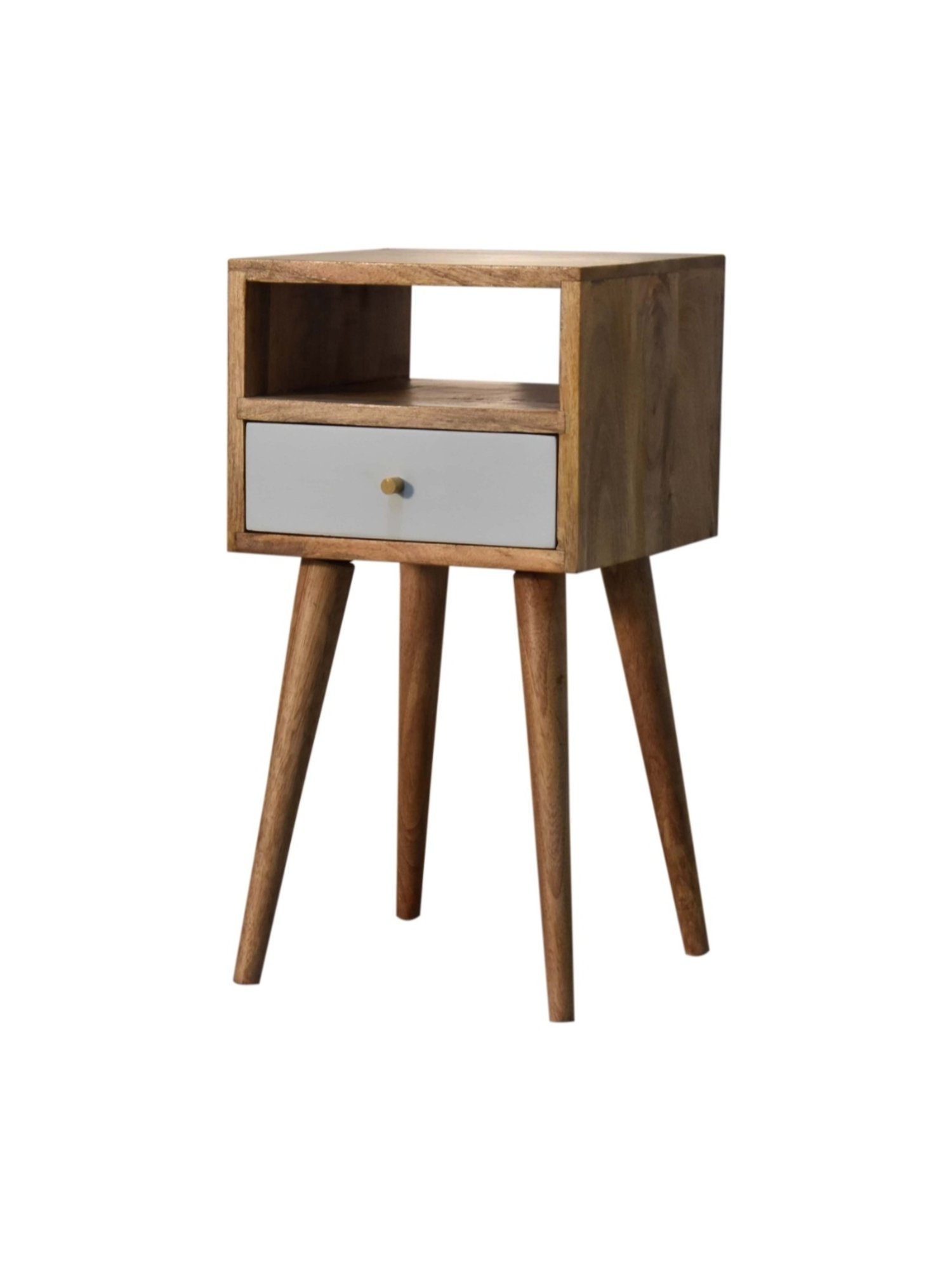 Artisan Furniture Solid Brown Mango Wood Side Table Sky Blue Finish