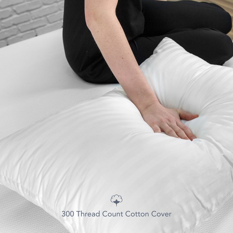SensorPEDIC Down Alternative Bed Pillow with 300 Thread Count Cotton Cover 2 Pack