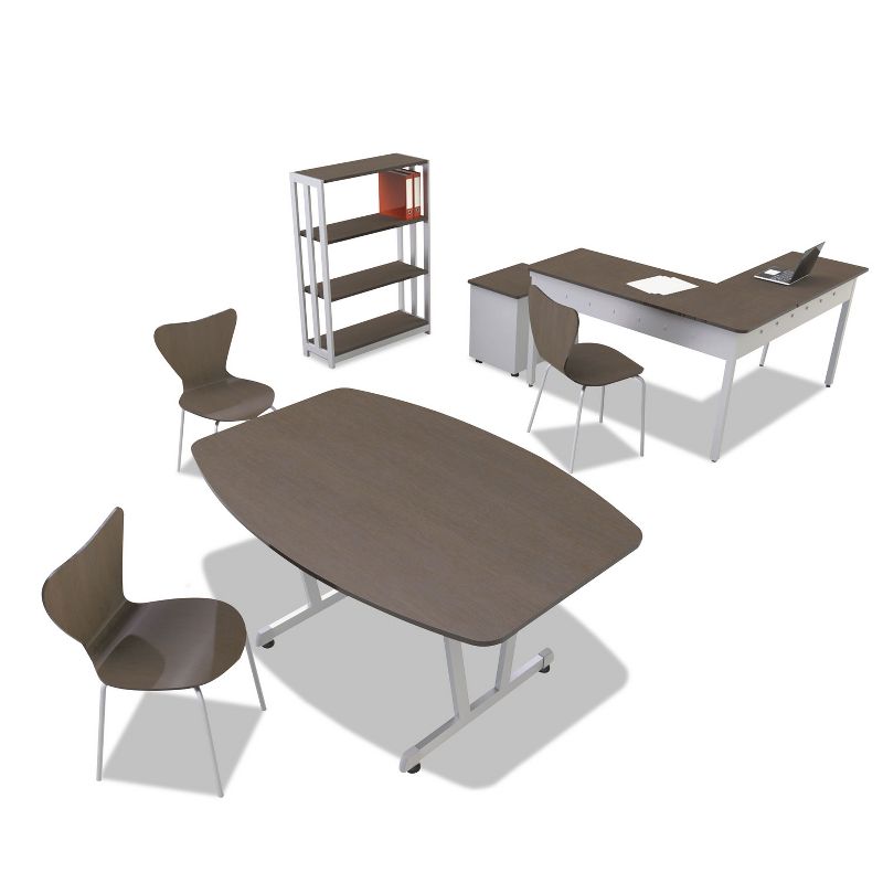 Linea Italia Trento Line L-Shaped Desk 59-1/8w x 59-1/8d x 29-1/2h Mocha/Gray TR737MOC