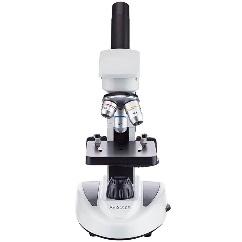 M149C2LPB10WM Compound Monocular Microscope WF10x and WF25x Eyepieces 40x1000x Magnification Upper and Lower LED Illumination Brightfield SingleLens Condenser Plain Stage 110V or BatteryPowered Heavy