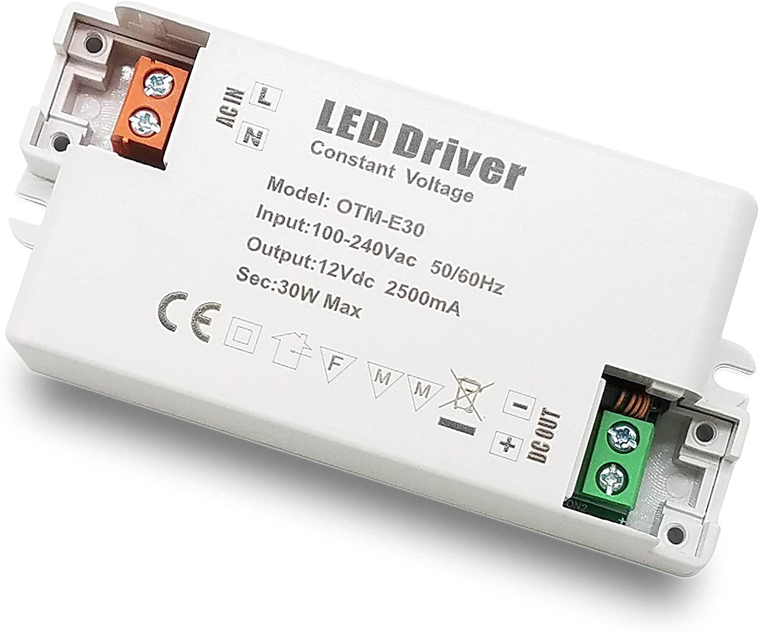 YAYZA! 1-Pack Premium IP44 12V 1.25A 15W Low Voltage LED Driver Transformer AC DC Switching Power Supply