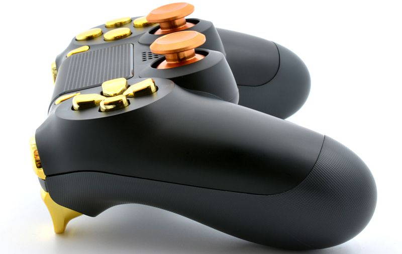 Black/Gold Ps4 PRO Custom UN-MODDED Controller with Aluminum Thumbsticks Exclusive Unique Design