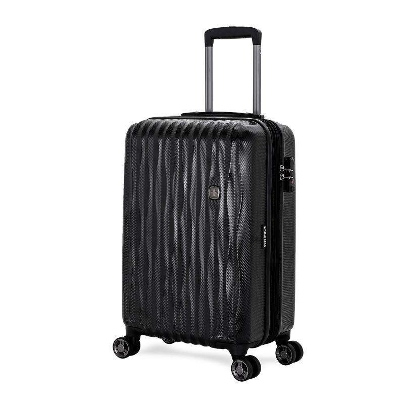 SWISSGEAR 20" Energie USB Port PolyCarb Hardside Carry On Spinner Suitcase - Black